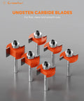 Rabbet Router Bit Set With Six Bearings And Quarter Inch Shank, Carbide Tipped Bits For Pro Woodworking displayed on table