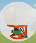 Electric Fertilizer Spreader For ATV And Tractor, 265Lb Load Capacity, 21.5 Inch Broadcast Spread, shown in a field