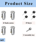 4 Pack Replacement Lock Cores For One Key System Lock Cylinders, Replacement Key Cylinder For Bike Rack with 4 keys
