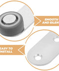 Premium 6 Pack Silver Sliding Door Roller Casters With Reinforced Steel Core And TPE Wheels Includes Anti Sagging Floor Guide For Barn Doors With Smooth Wheel Detail.