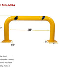 Two Pack Rugged Industrial Grade High Profile Steel Guard Rail Safety Barrier Yellow Powder Coat With Black Visibility Stripes Floor Mounted Bolt On For Warehouses And Parking Areas 24 By 48 Inch