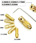 Hot Four Pack Brass Mini Collet Drill Chuck Keyless Adapter Socket For Electric Motor Shaft Rotary Tools Heavy Duty Grip And Long Life six brass collets in various sizes with hex key