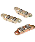 Three chrome alloy 30 Pack Heavy Duty Double Wheel Sliding Door Rollers And Window Track Pulleys for seamless performance.