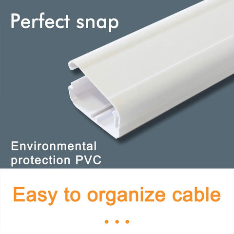 No More Messy Cords TV Cord Cover Raceway On Wall 31.5 Inch Cable Management System with white PVC material, easy cable organization.