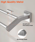 Close-up of Heavy Duty 28 Inch Double Towel Bar Wall Mount Towel Rack For Bathroom SUS304 Stainless Steel With Brushed Nickel Finish