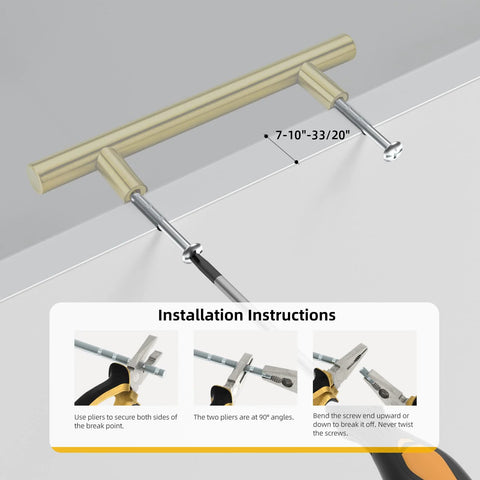 Installation guide for 30 Pack 3 Inch Gold Cabinet Handles For Cupboards And Drawers, Fade Resistant Stainless Steel hardware.