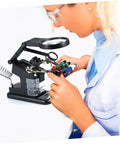 Rechargeable USB Welding Clip Light With Magnifier For Soldering and Repair on the Workbench in use by technician