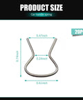 20 Piece Car Window Crank Retainer Clip Set for Most Vehicles, showing metal clip dimensions in inches