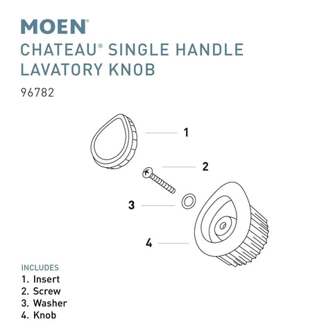 Diagram of Chateau Replacement Single Handle Bathroom Faucet Knob Kit With Acrylic Handle For Easy Home Plumbing Repair.