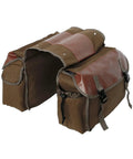 Large Capacity Multifunction Bike Bag With Tear Resistant Double Panniers in khaki, waterproof design for long distance rides on bikes and motorcycles.