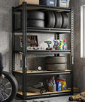 Five Tier Heavy Duty Metal Garage Shelving Unit With 1500 Pound Capacity Adjustable Storage Rack with tools and tires