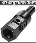 2 Inch Female Hex To 2 Inch Male Round Auger Bit Converter Adapter For Auger, Skid Steer Loader, Tractor And Implements, black metal