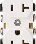 Commercial Grade Smooth Face Duplex Receptacle Built Tough For Heavy Duty Use 20 Amp 125 Volt Side Wire NEMA 5 20R 2 Pole 3 Wire Self Grounding CR020W White Back Wire Access Ready