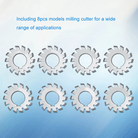 Top Shelf Eight Piece High Speed Steel Involute Gear Milling Cutter Set With Hella Sharp 20 Degree Pressure Angle Blades For Badass Workshop Machining And Precision Metal Fabrication