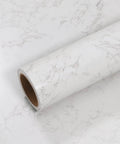 Roll of White Gold Marble Matte Vinyl Contact Paper Peel And Stick Self Adhesive Wallpaper For Kitchen Countertops And Bathrooms