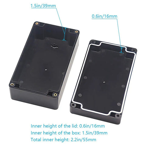 IP65 Waterproof Outdoor Project Box With Durable ABS Plastic Electrical Enclosure In Black For Tough Outdoors All Weather Ready Perfect For DIY Projects 6.22 By 3.54 By 2.36 Inches Pack Of 2