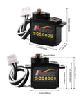 Pro Grade High Torque Micro Servo Kit 2.3Kg Metal Gear 300 Degree Encoder TTL RS485 Serial Bus with SCS009 dimensions displayed