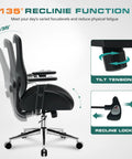 Heavy Duty 750Lb Big And Tall Office Chair With Wide Thick Seat Cushion showing 135° recline function and adjustment controls