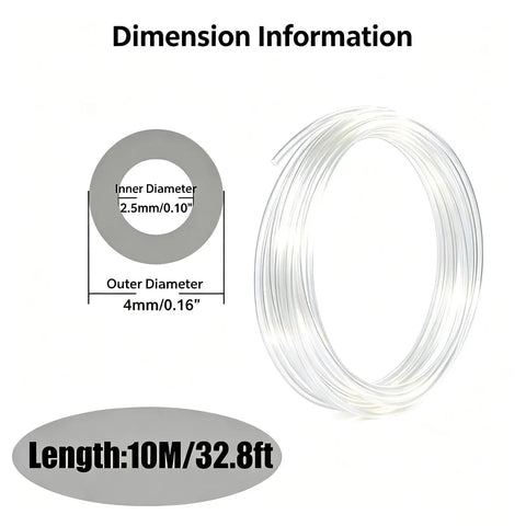 Dimension information for Badass Transparent Polyurethane Air Hose With Serious Flex Game Kink Resistant Tough As Nails, showing sizes.