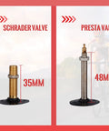 Schrader 35mm and Presta 48mm valves comparison for 27.5 Inch Mountain Bike Inner Tubes 2 Pack