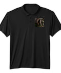 Rad Industrial Gear Ruin Factory Polo Shirt With Faded Fade Resistant Polyester And Moisture Wicking UPF 50 Protection For The Best Fit, black.