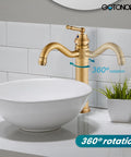 Antique Brass Bathroom Vessel Sink Faucet With Long Reach Single Handle Deck Mounted Mixer Tap For 1 Hole Installation