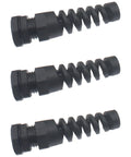 8 Pack Waterproof Nylon Cable Glands with PG11 Thread for 5mm to 10mm Wires, Black Spiral Strain Relief Connectors, side view