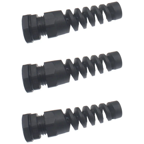 8 Pack Waterproof Nylon Cable Glands with PG11 Thread for 5mm to 10mm Wires, Black Spiral Strain Relief Connectors, side view