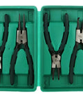 4 Pack 9 Inch Snap Ring Pliers Set Beefy Heavy Duty Internal External Circlip Pliers Kit With Straight And Bent Jaw Spring Loaded Precision For Ring Remover And Retaining Rings Green Handles in green case