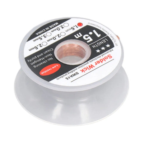 Copper Solder Wick Desoldering Set, 5 Piece, Includes Five Widths And 4.9 Ft Per Coil, Pro Grade For PCB, 1.5mm width spool