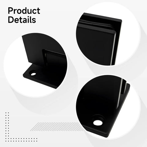 Close-up details of Dope Matte Black Shower Door Hinges Set, 2 Pack, 90 Degree Wall To Glass Replacement Hardware