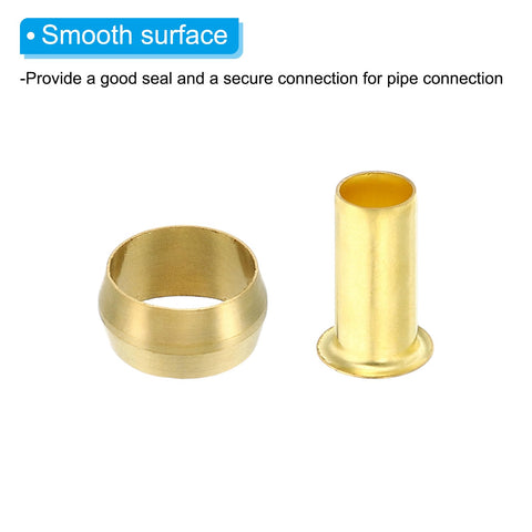 Brass Compression Ferrules Kit For Three Eighths Inch OD Hose Go To Fittings For Air Water Gas Lines 20 Pack Brass Sleeves And Inserts