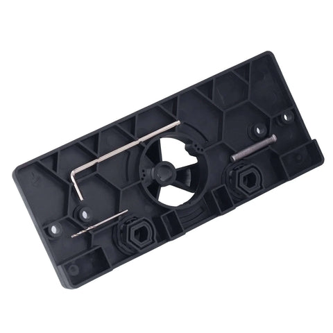 35mm hinge hole saw drilling guide jig, black ABS plastic base with metal rods