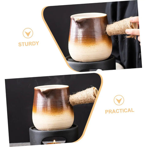 Turkish Coffee Pot Ceramic Milk Pan With Pour Spout Heat-Resistant Coarse Pottery for tea and coffee, 700ml, elegant gradient design.