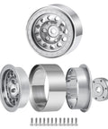 1.3 Inch Beadlock Aluminum RC Wheel Set For 1/18 TRX4M And 1/24 Axial SCX24 Crawler Upgrades In Silver Three Piece Easy Assembly