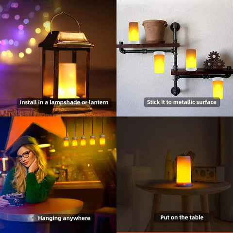 LED Flame Lights With Remote Control And USB Rechargeable Battery Four Modes Dimmable Night Light For Indoor And Outdoor Decor