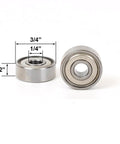 Run Butter Smooth And Rock Solid 1/4 Inch Inner Diameter Router Bit Replacement Shank Bearing Featuring 3/4 Inch Outer Diameter polished stainless steel shown with measurements.