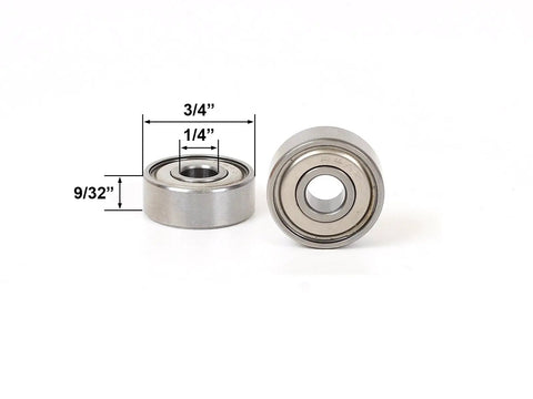 Run Butter Smooth And Rock Solid 1/4 Inch Inner Diameter Router Bit Replacement Shank Bearing Featuring 3/4 Inch Outer Diameter polished stainless steel shown with measurements.