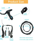 Universal Bike Brakes Set Front And Rear For Mountain And Road Bikes With V Brakes Inner And Outer Cables Levers And Wrench Kit Black