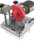 High Caliber 120 Volt Electric Circular Saw Blade Sharpener Packed With Diamond Emery Wheels Portable Aluminum Base Adjustable Tilt Arm for precise sharpening and adjustments.