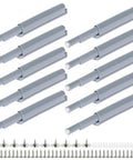 Push To Open Door Opener Latch With Screws 20 Pack Soft Close Cabinet Damper Hardware for kitchen drawers, gray finish.