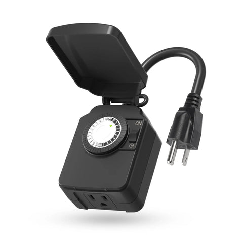 24 Hour Heavy Duty Mechanical Outdoor Timer Outlet With 30 Minute Intervals Waterproof Outdoor Plug For Christmas Lights