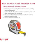 Retractable Imperial Pocket Tape Measure Built Tough With Nylon Coating And Black Anodized Steel Belt Clip 1.06 Inch Wide 16 Foot Length Heavy Duty Durable PC ABS Case product image with specifications