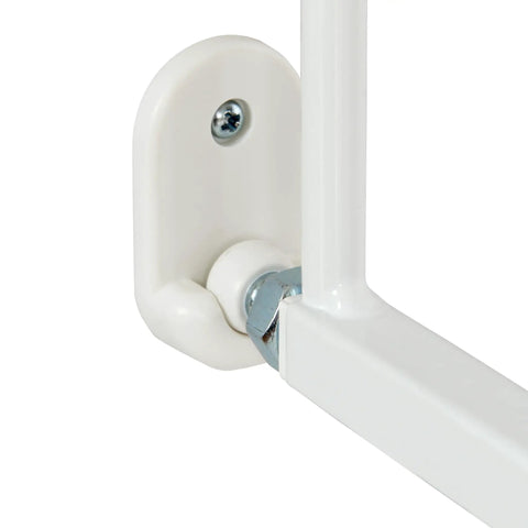 Extending XL Tall And Wide Hardware Mounted Baby Gate For Stairs Hallways And Doors Adjustable 33 To 56 Inch Wide 36 Inch High Metal Gate In White detail