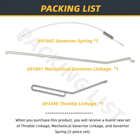 Throttle Linkage And Mechanical Governor Linkage And Governor Spring 3 Piece Set For Briggs And Stratton Engine Control Assemblies 691840 691841 691842 31P777 0299 E1 Replacement Kit
