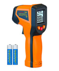 Non Contact Infrared Thermometer Gun With Fast Reading -58F To 1112F (-50C To 600C), 14 Inch Distance, Industrial Kitchen Automotive HVAC Temperature Gun, High Accuracy, Quick Scan, Safe Noncontact Temperature Measuring Tool, orange with batteries