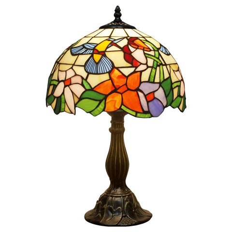 Cream Amber Stained Glass Hummingbird Lampshade Replacement 12x6 Inch With Cap For Table Lamp Pendant Light Ceiling Fixture Fits S101 Series