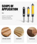 Premium 1/2 Inch Double Bearing Flush Trim Router Bit With 6mm Or 1/4 Inch Shank for various wood applications