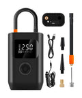 Slick Wireless Rechargeable Car Air Compressor Fast Tire Inflator With Easy Digital Display Auto Shutoff Portable Pump with accessories.
