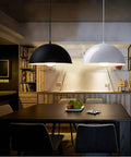 Glossy Dome Semicircle Hanging Lamp, Colorful Ceiling Pendant Light Fixture, Minimalism Metal Lighting, Industrial Chandelier for Kitchen Island Sink Dining Room Counter(Orange 2,13.7in) in black and white.